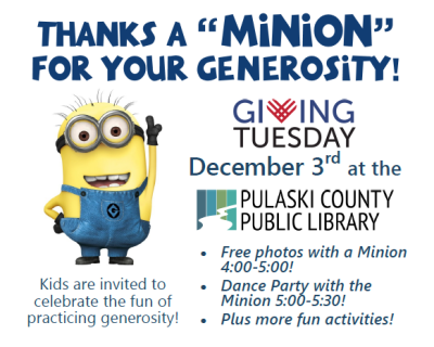 a minion from the movie "Minions" with the text "Thanks a 'Minion' for your generosity!"