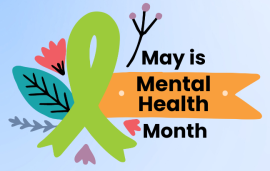Mental Health Month logo featuring a green ribbon