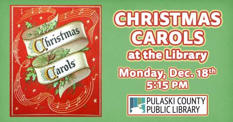 Cover of a songbook of Christmas Carols alongside text about the event.  The same text can be found in the event description.