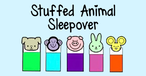 illustration of stuffed animals tucked into little beds