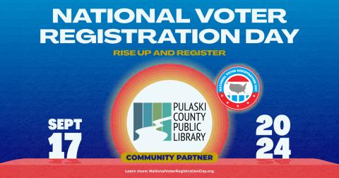 logos for National Voter Registration Day and Pulaski County Public Library