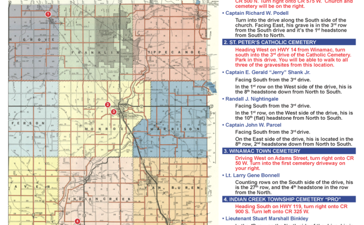 Map of local Vietnam Veterans Gravesite Locations